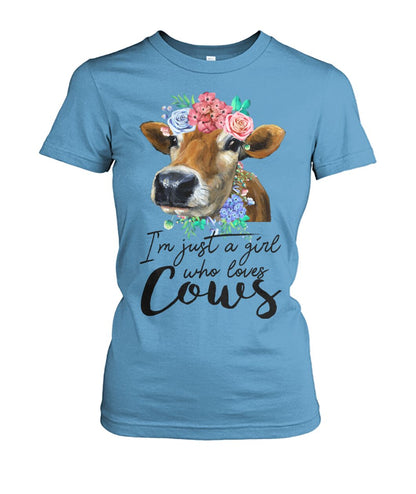 I'm just a girl who loves cows - Men's and Women's t-shirt , Vneck, Hoodies - myfunfarm - clothing acceessories shoes for cow lovers, pig, horse, cat, sheep, dog, chicken, goat farmer