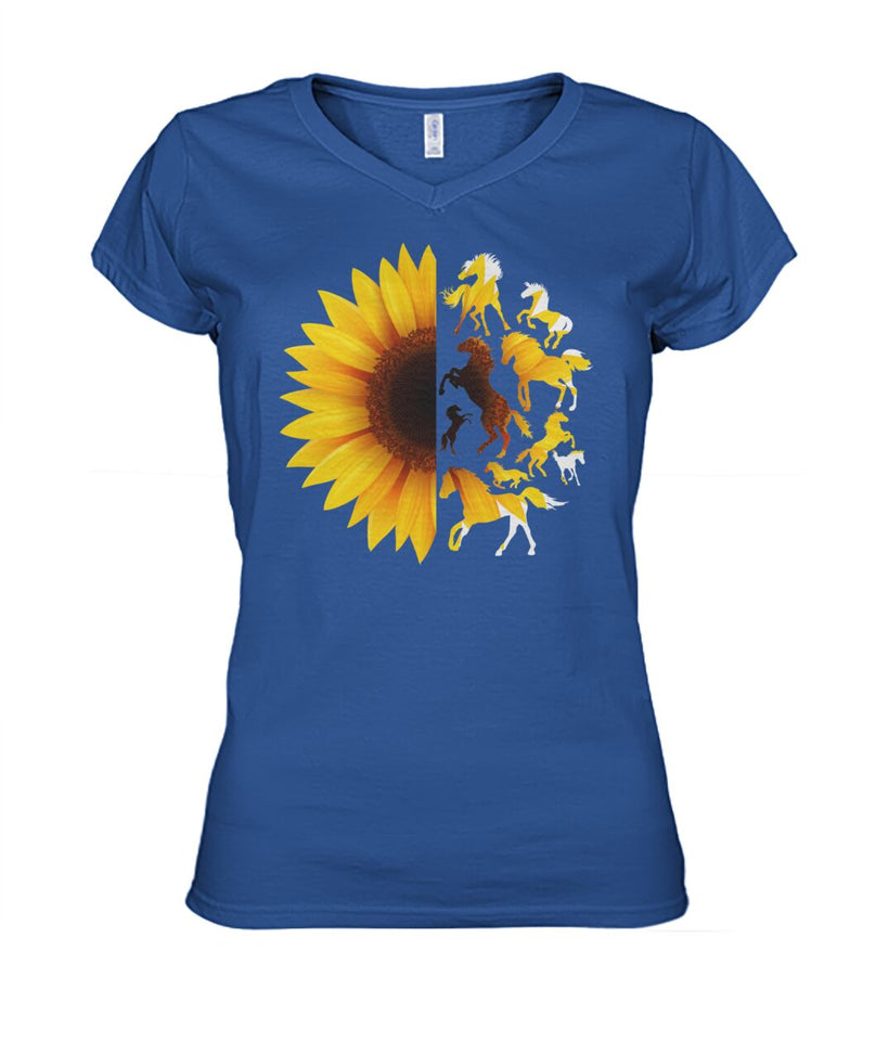 Horse sunflowers - Men's and Women's t-shirt , Vneck, Hoodies - myfunfarm - clothing acceessories shoes for cow lovers, pig, horse, cat, sheep, dog, chicken, goat farmer