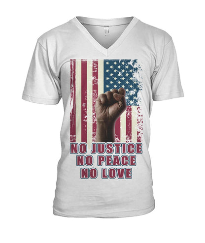 No justice no peace no love  - Men's and Women's t-shirt , Vneck, Hoodies - myfunfarm - clothing acceessories shoes for cow lovers, pig, horse, cat, sheep, dog, chicken, goat farmer