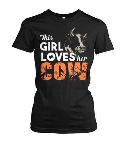 This girl who loves cows - Men's and Women's t-shirt , Vneck, Hoodies - myfunfarm - clothing acceessories shoes for cow lovers, pig, horse, cat, sheep, dog, chicken, goat farmer