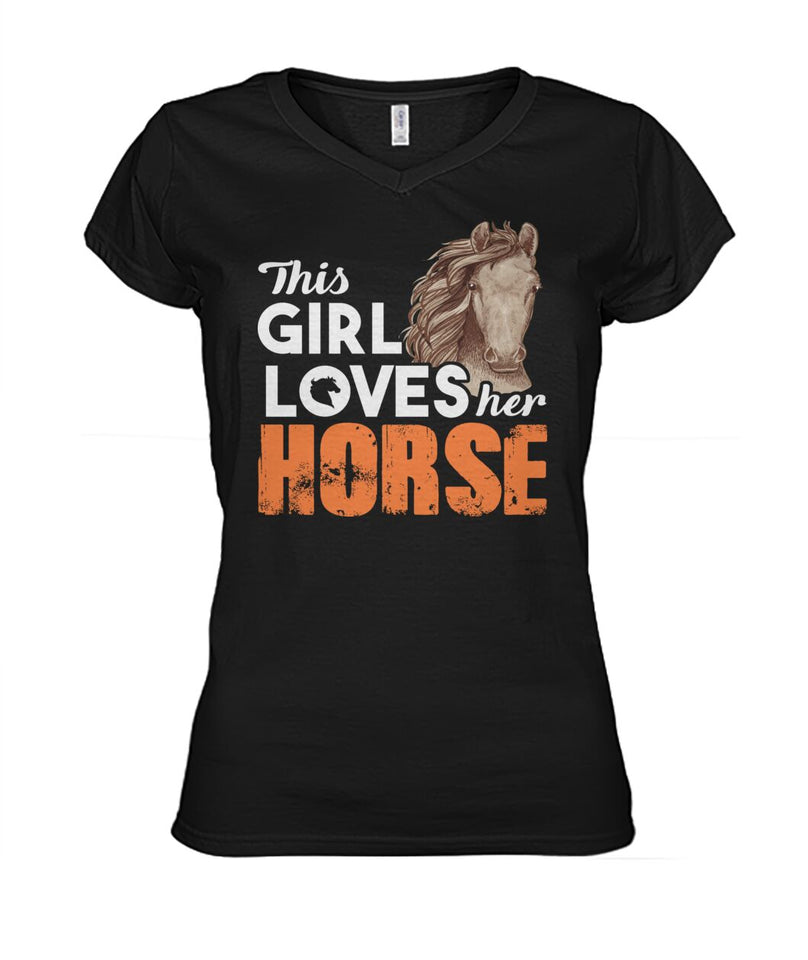 This girl loves her horse- Men's and Women's t-shirt , Vneck, Hoodies - myfunfarm - clothing acceessories shoes for cow lovers, pig, horse, cat, sheep, dog, chicken, goat farmer