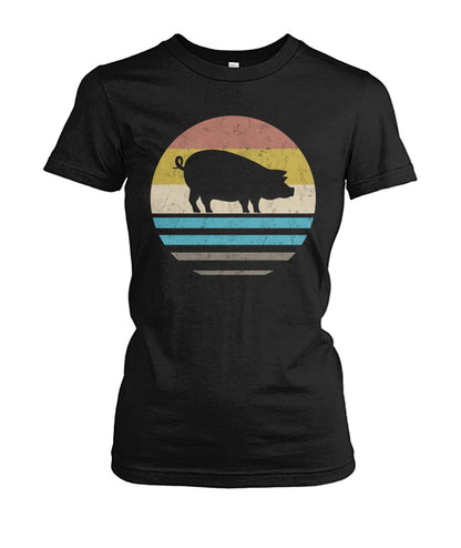 Vintage print pig - Men's and Women's t-shirt , Vneck, Hoodies - myfunfarm - clothing acceessories shoes for cow lovers, pig, horse, cat, sheep, dog, chicken, goat farmer