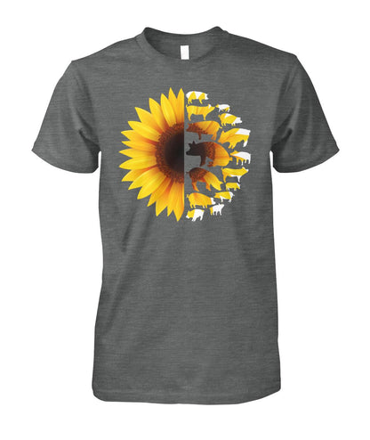 Sunflowers Pig - Men's and Women's t-shirt , Vneck, Hoodies - myfunfarm - clothing acceessories shoes for cow lovers, pig, horse, cat, sheep, dog, chicken, goat farmer