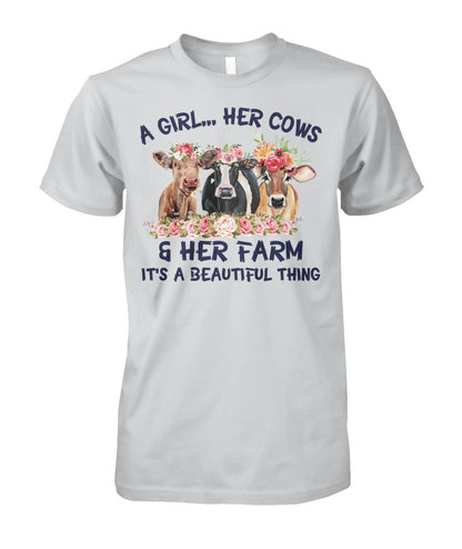 A girl ... Her cows and Her Farm - Unisex t-shirt , Hoodies