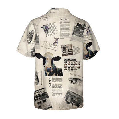 Cattle pattern Newspaper vintage style - Hawaiian Shirt, Shorts for adult and youth - myfunfarm