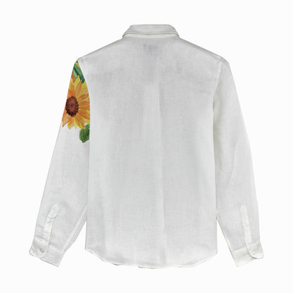 Black Angus and sunflowers - Women Linen Shirt & Shorts - myfunfarm