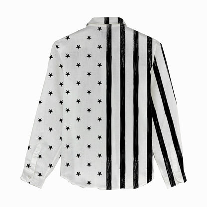 Black  angus cattle USA Flag - Women Linen Shirt & Shorts - myfunfarm