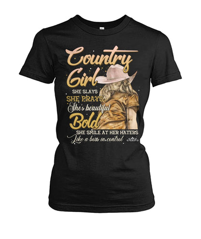 country girl she slays she prays shes beautiful - unisex  t-shirt , Hoodies