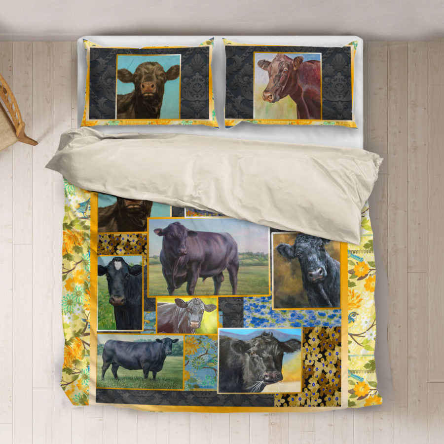 Angus cute pattern print Bedding set sk00004 - myfunfarm - clothing acceessories shoes for cow lovers, pig, horse, cat, sheep, dog, chicken, goat farmer