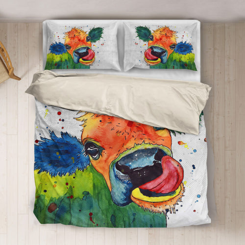 Cow cute painting print Bedding set sk00009 - myfunfarm - clothing acceessories shoes for cow lovers, pig, horse, cat, sheep, dog, chicken, goat farmer