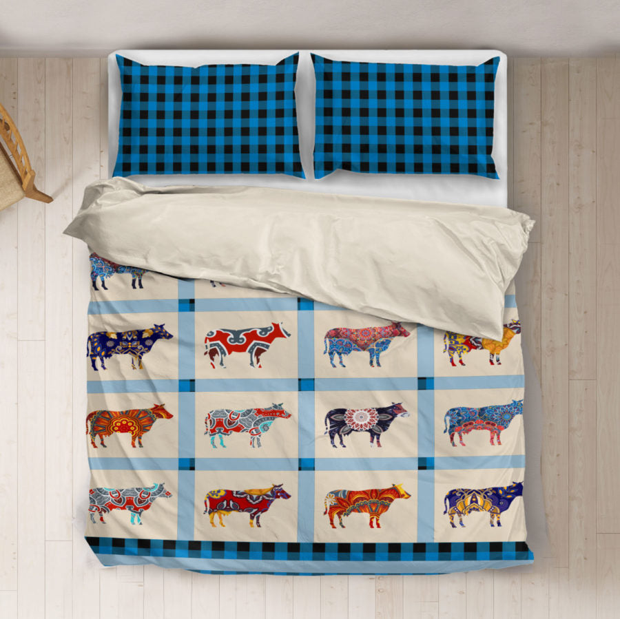 Cow cute pattern print Bedding set sk00001 - myfunfarm - clothing acceessories shoes for cow lovers, pig, horse, cat, sheep, dog, chicken, goat farmer