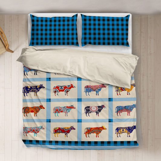 Cow cute pattern print Bedding set sk00001 - myfunfarm - clothing acceessories shoes for cow lovers, pig, horse, cat, sheep, dog, chicken, goat farmer