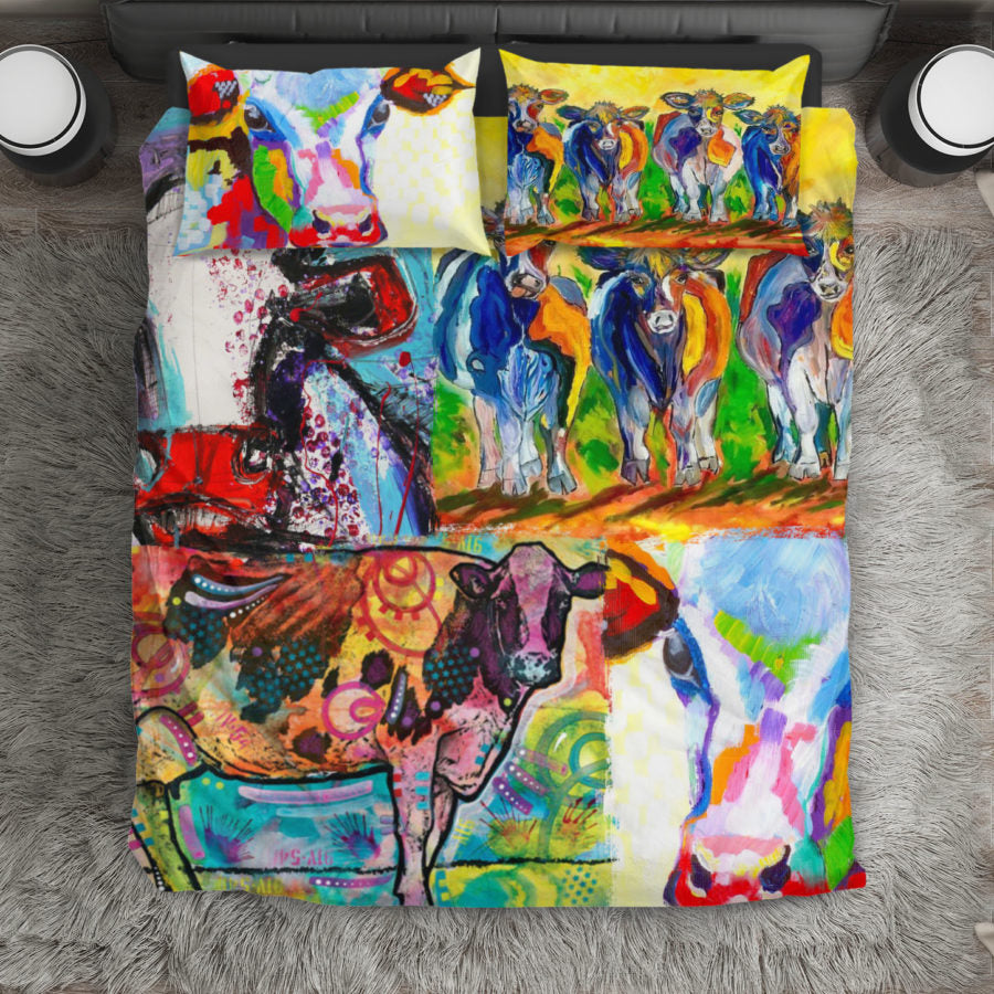 Cow cute painting print Bedding set sk00002 - myfunfarm - clothing acceessories shoes for cow lovers, pig, horse, cat, sheep, dog, chicken, goat farmer