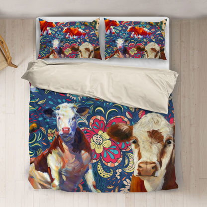 Cow cute pattern print Bedding set sk00005 - myfunfarm - clothing acceessories shoes for cow lovers, pig, horse, cat, sheep, dog, chicken, goat farmer