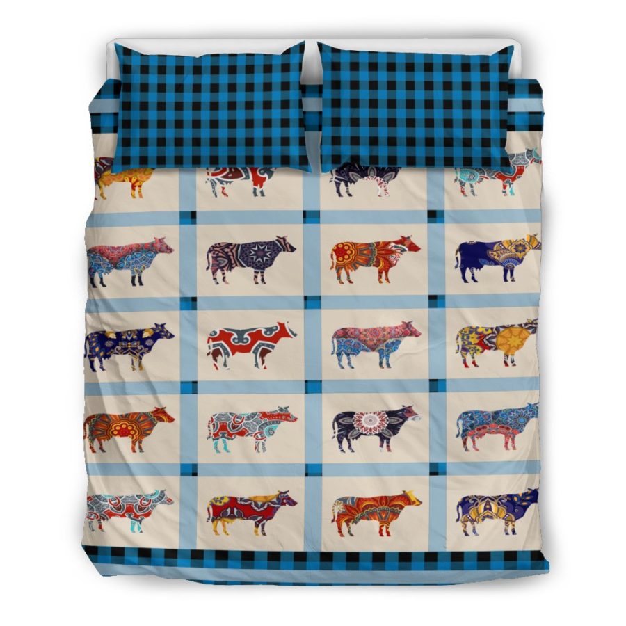 Cow cute pattern print Bedding set sk00001 - myfunfarm - clothing acceessories shoes for cow lovers, pig, horse, cat, sheep, dog, chicken, goat farmer