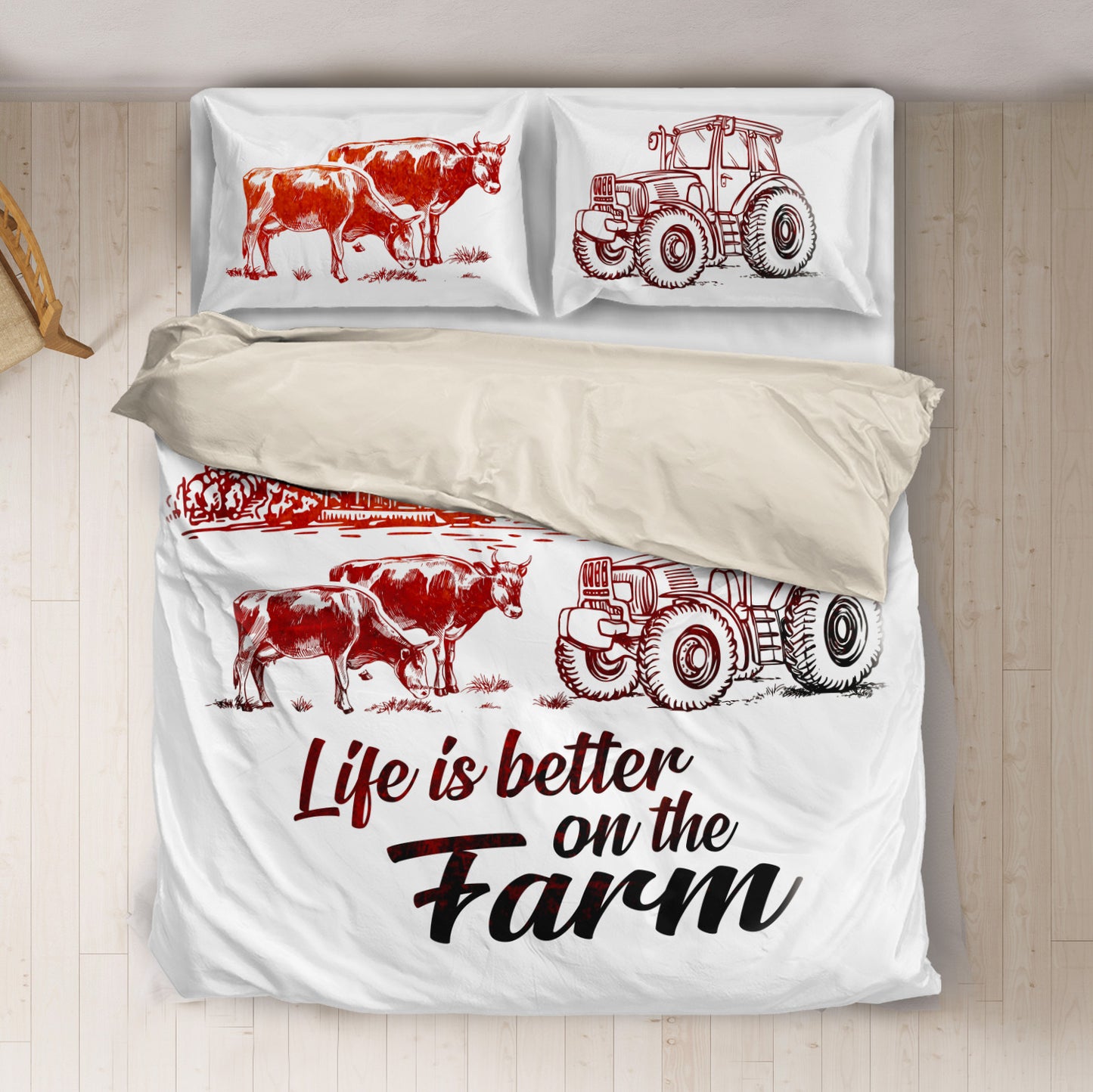 Life is better on the farm Bedding set sk00011 - myfunfarm - clothing acceessories shoes for cow lovers, pig, horse, cat, sheep, dog, chicken, goat farmer