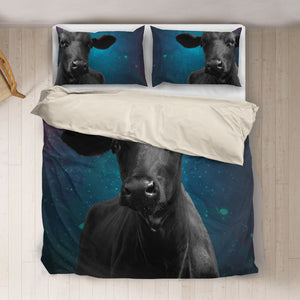Angus black galaxy  print Bedding set sk00010 - myfunfarm - clothing acceessories shoes for cow lovers, pig, horse, cat, sheep, dog, chicken, goat farmer