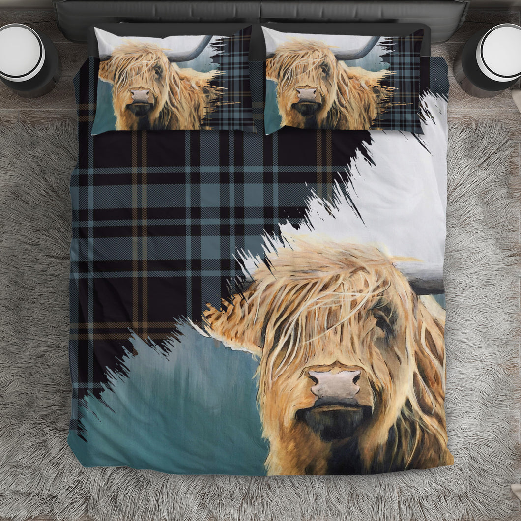 Highland cow  cute  print Bedding set - myfunfarm - clothing acceessories shoes for cow lovers, pig, horse, cat, sheep, dog, chicken, goat farmer