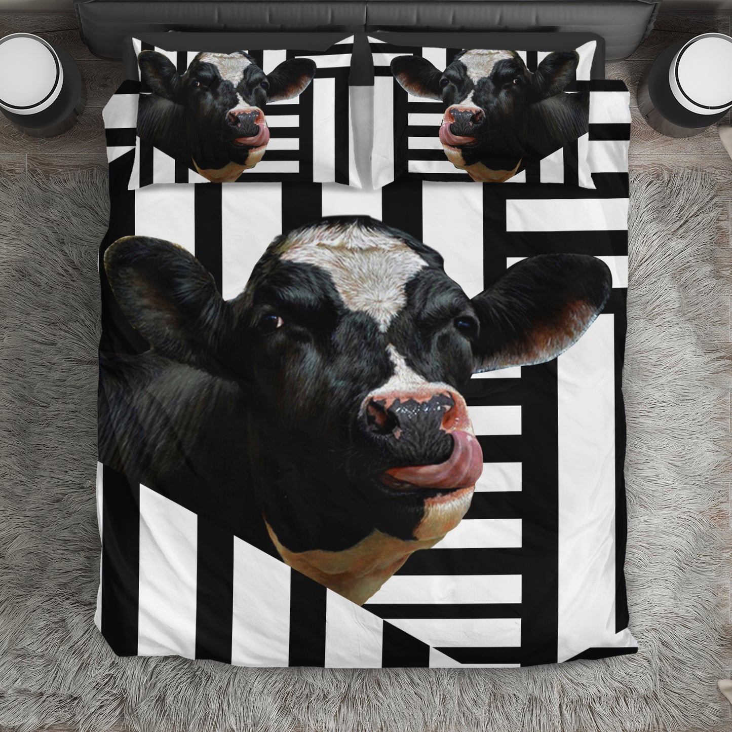 Funny design cow  cute  print Bedding set - myfunfarm - clothing acceessories shoes for cow lovers, pig, horse, cat, sheep, dog, chicken, goat farmer