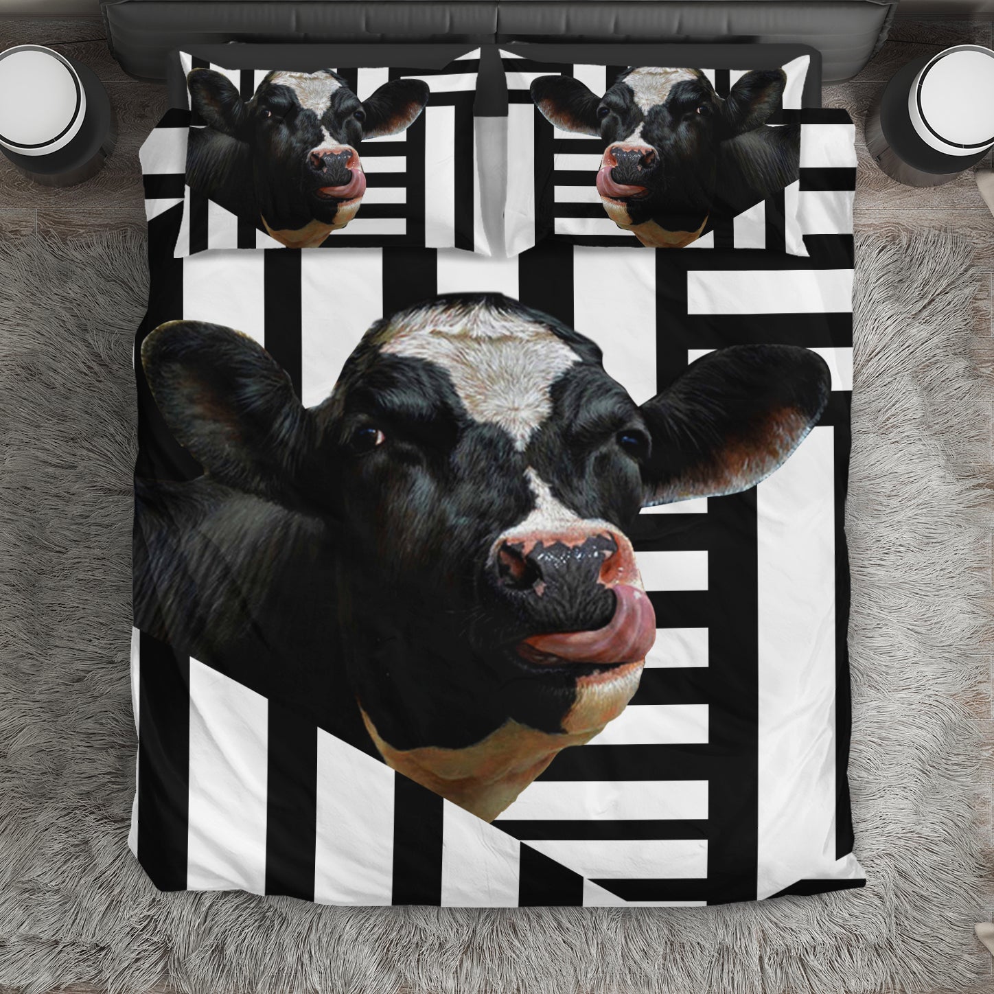 Funny design cow  cute  print Bedding set - myfunfarm - clothing acceessories shoes for cow lovers, pig, horse, cat, sheep, dog, chicken, goat farmer