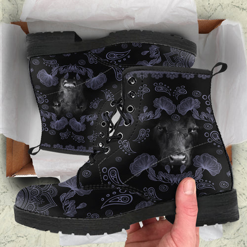 Black cow pattern Martin Boots for Women