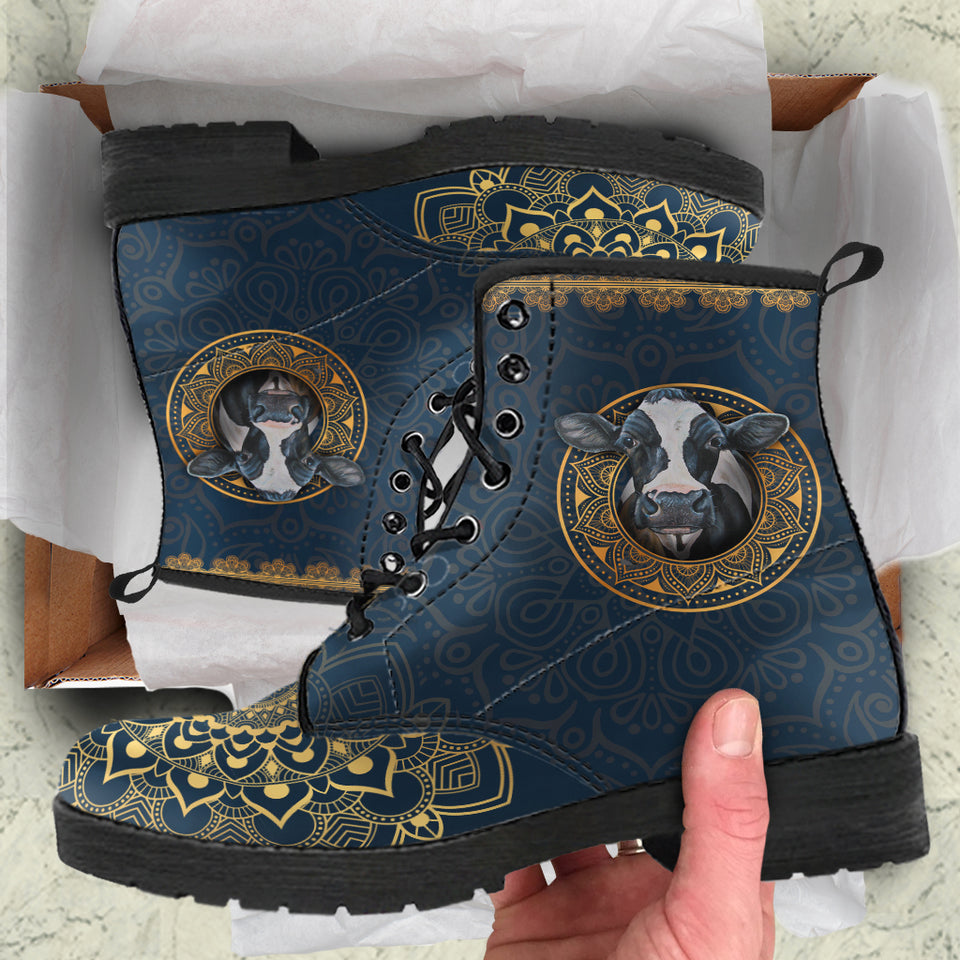 Cow pattern 3d Martin Boots for Women