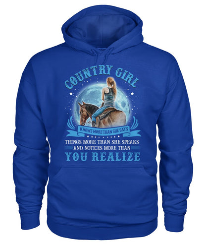 country girl knows more than she says - unisex  t-shirt , Hoodies - myfunfarm