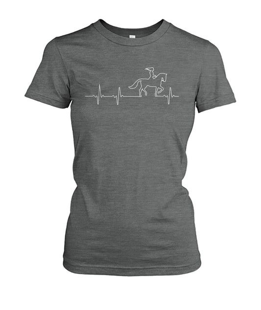 Heart beat of girl loves horse - Men's and Women's t-shirt , Vneck, Hoodies - myfunfarm - clothing acceessories shoes for cow lovers, pig, horse, cat, sheep, dog, chicken, goat farmer
