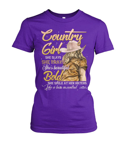 country girl she slays she prays shes beautiful - unisex  t-shirt , Hoodies