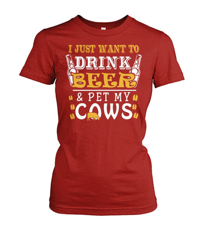 i just want drink with my cows  - Men's and Women's t-shirt , Vneck, Hoodies - myfunfarm - clothing acceessories shoes for cow lovers, pig, horse, cat, sheep, dog, chicken, goat farmer