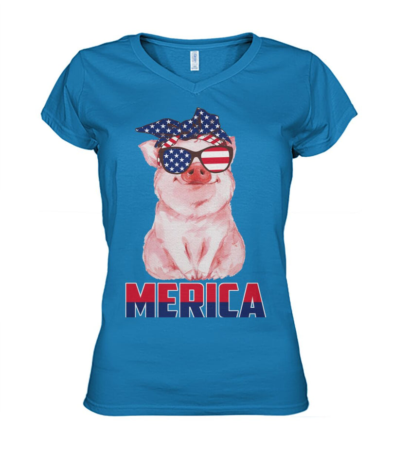 Love pig love america  - Men's and Women's t-shirt , Vneck, Hoodies - myfunfarm - clothing acceessories shoes for cow lovers, pig, horse, cat, sheep, dog, chicken, goat farmer