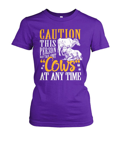 Caution this person may talk about - Men's and Women's t-shirt , Vneck, Hoodies - myfunfarm - clothing acceessories shoes for cow lovers, pig, horse, cat, sheep, dog, chicken, goat farmer