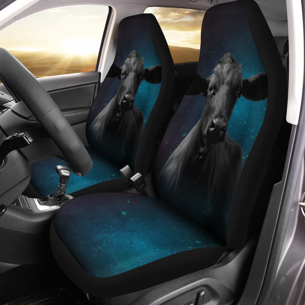 Cow galaxy - Car Seat Covers (Set of 2) Airbag Compatible or Not - myfunfarm - clothing acceessories shoes for cow lovers, pig, horse, cat, sheep, dog, chicken, goat farmer