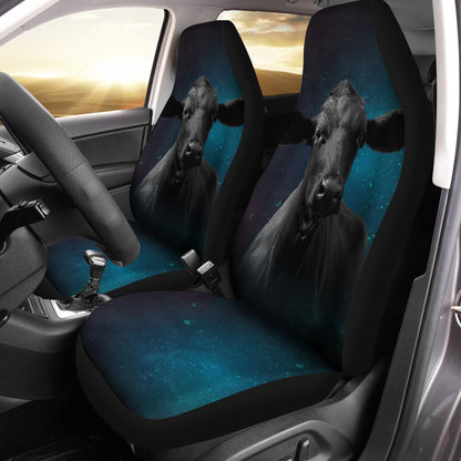 Cow galaxy - Car Seat Covers (Set of 2) Airbag Compatible or Not - myfunfarm - clothing acceessories shoes for cow lovers, pig, horse, cat, sheep, dog, chicken, goat farmer