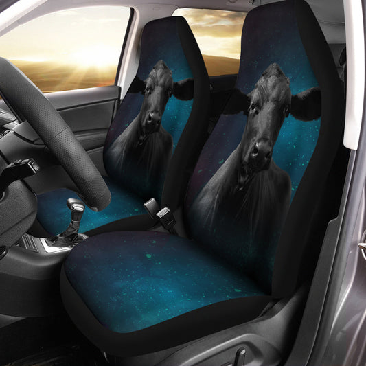 Cow galaxy - Car Seat Covers (Set of 2) Airbag Compatible or Not - myfunfarm - clothing acceessories shoes for cow lovers, pig, horse, cat, sheep, dog, chicken, goat farmer