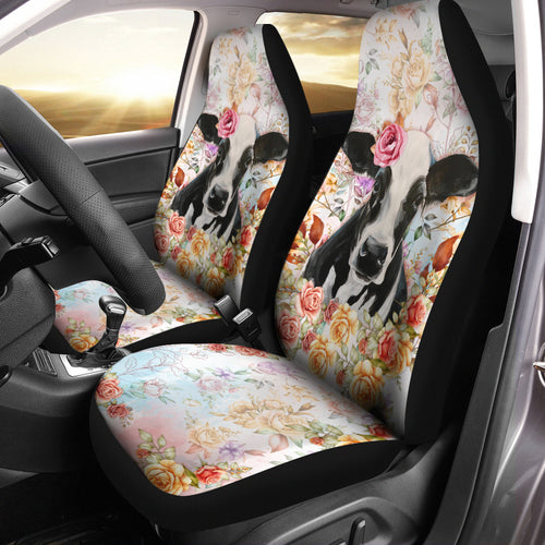 Cow and Flowers sk03 - Car Seat Covers (Set of 2)