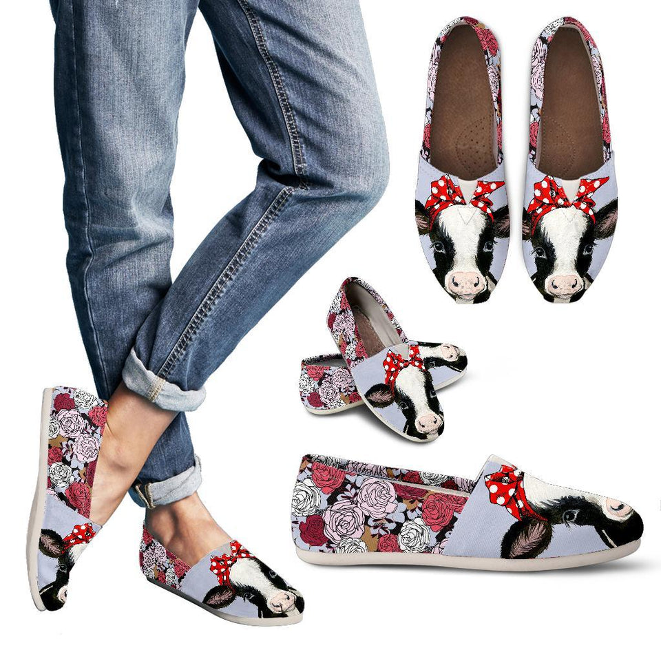 Cute Cow  - WOMEN'S CASUAL SHOES CANVAS - myfunfarm - clothing acceessories shoes for cow lovers, pig, horse, cat, sheep, dog, chicken, goat farmer