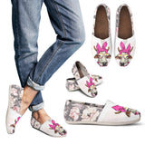 Cute Cow and flowers  - WOMEN'S CASUAL SHOES CANVAS - myfunfarm - clothing acceessories shoes for cow lovers, pig, horse, cat, sheep, dog, chicken, goat farmer