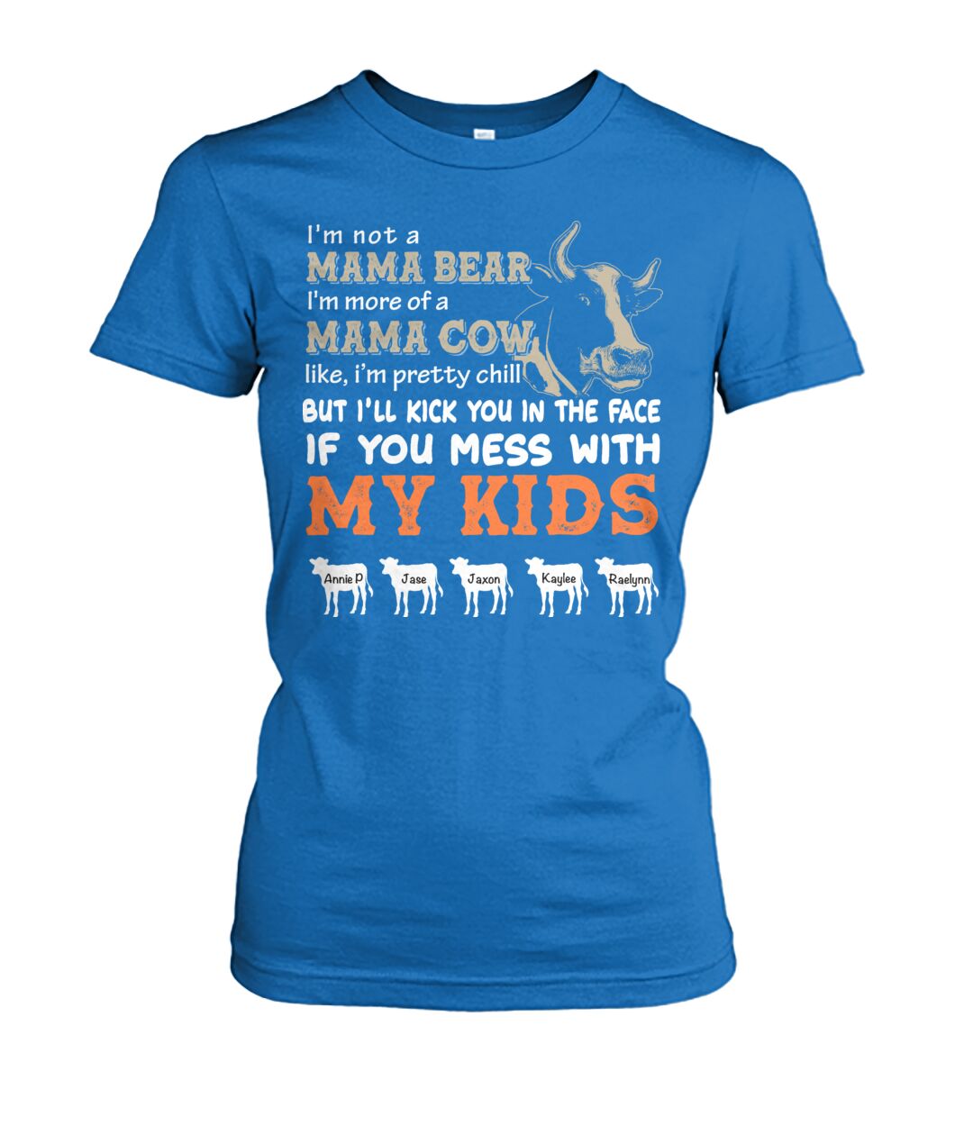 Custom names - Personalized Mama Cow t-shirt -  Mother's day gift