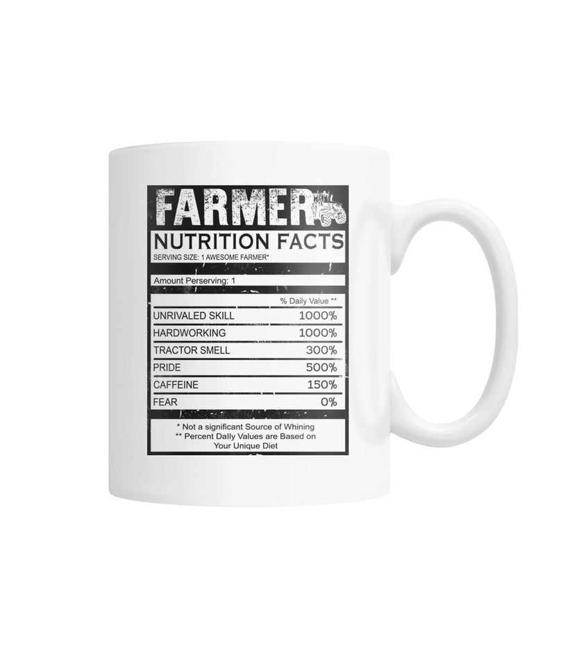 Farmer Nutrition facts  Color Coffee Mug - myfunfarm - clothing acceessories shoes for cow lovers, pig, horse, cat, sheep, dog, chicken, goat farmer