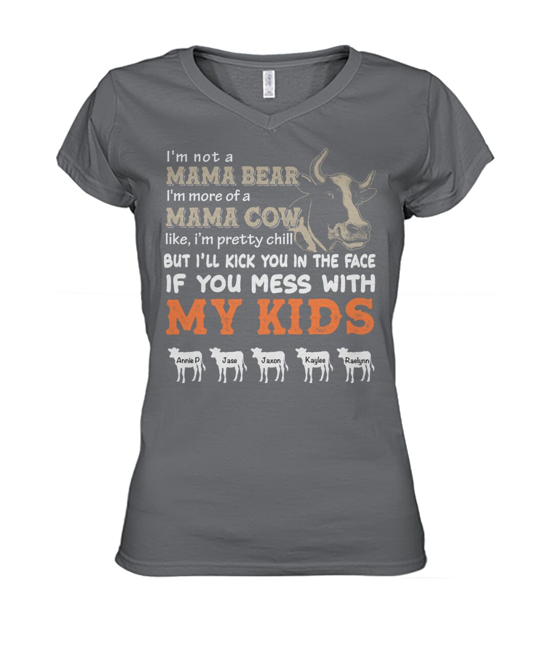 Custom names - Personalized Mama Cow t-shirt -  Mother's day gift