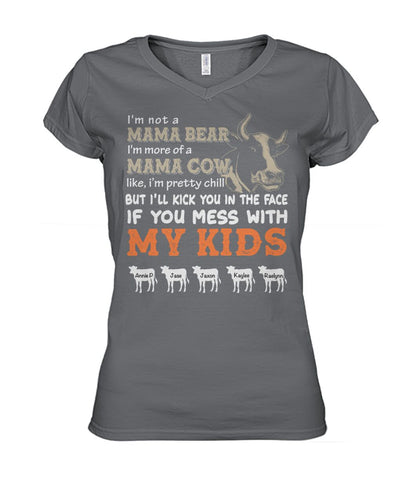 Custom names - Personalized Mama Cow t-shirt -  Mother's day gift