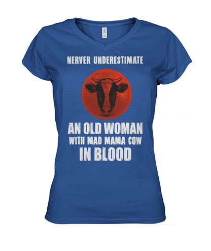 Never underestimate an old woman  - Men's and Women's t-shirt , Vneck, Hoodies - myfunfarm - clothing acceessories shoes for cow lovers, pig, horse, cat, sheep, dog, chicken, goat farmer