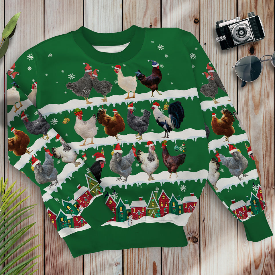 Chickens in Snow - Merry Christmas - Unisex Sweatshirt and Pants