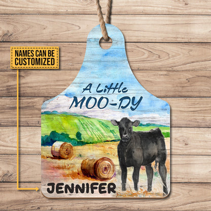 A little Moo-dy - Custom name - Wooden Door Sign - myfunfarm