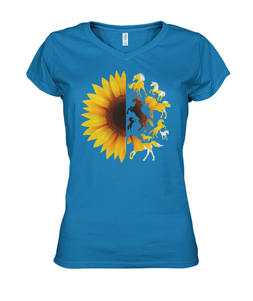 Horse sunflowers - Men's and Women's t-shirt , Vneck, Hoodies - myfunfarm - clothing acceessories shoes for cow lovers, pig, horse, cat, sheep, dog, chicken, goat farmer