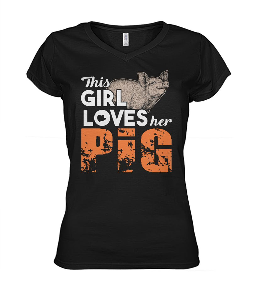 This girl loves her pigs - Men's and Women's t-shirt , Vneck, Hoodies - myfunfarm - clothing acceessories shoes for cow lovers, pig, horse, cat, sheep, dog, chicken, goat farmer