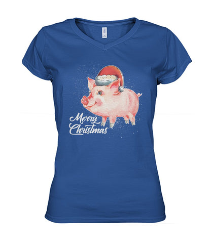 Merry christmas Pig Lovers - Men's and Women's t-shirt , Vneck, Hoodies - myfunfarm - clothing acceessories shoes for cow lovers, pig, horse, cat, sheep, dog, chicken, goat farmer