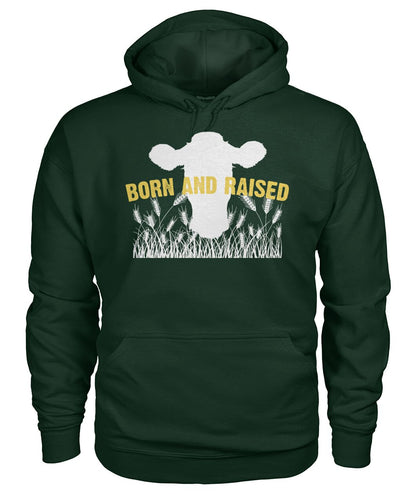BORN AND RAISE - Men's and Women's t-shirt , Vneck, Hoodies - myfunfarm - clothing acceessories shoes for cow lovers, pig, horse, cat, sheep, dog, chicken, goat farmer