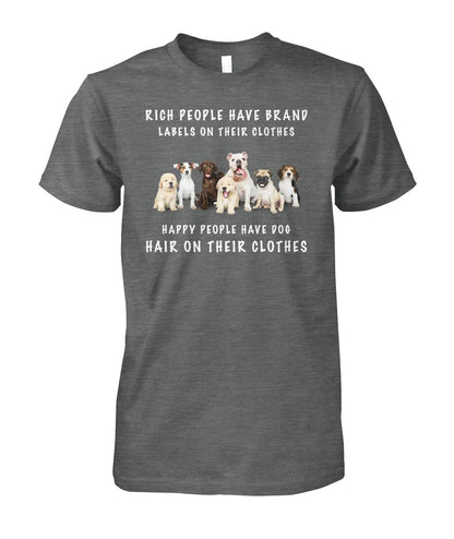 Happy people have dog - Men's and Women's t-shirt , Vneck, Hoodies - myfunfarm - clothing acceessories shoes for cow lovers, pig, horse, cat, sheep, dog, chicken, goat farmer